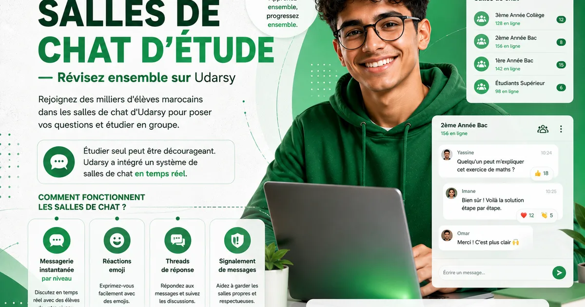 Salles de chat d'étude — Révisez ensemble sur Udarsy