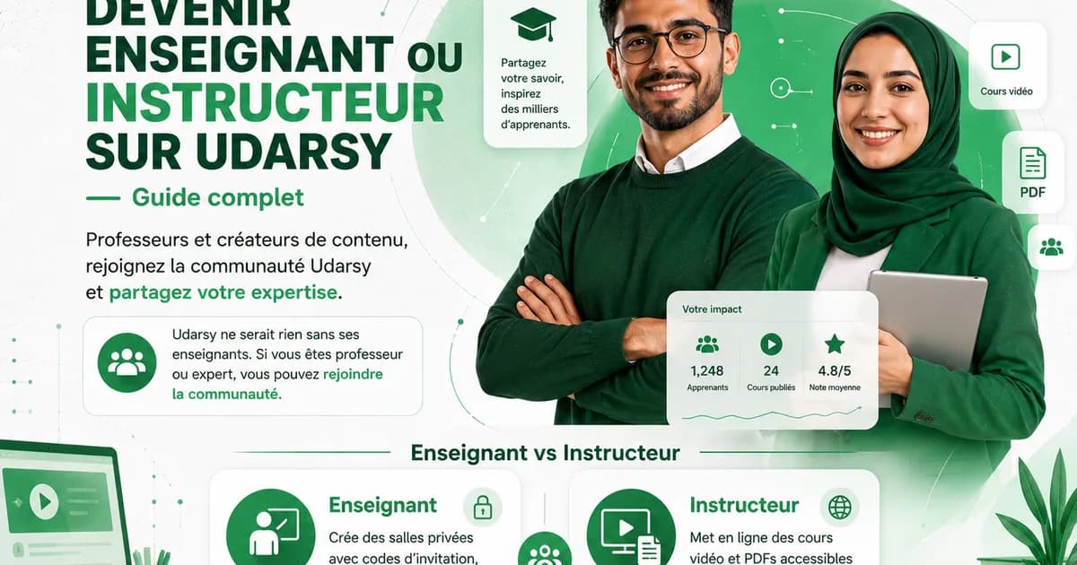 Devenir enseignant ou instructeur sur Udarsy — Guide complet